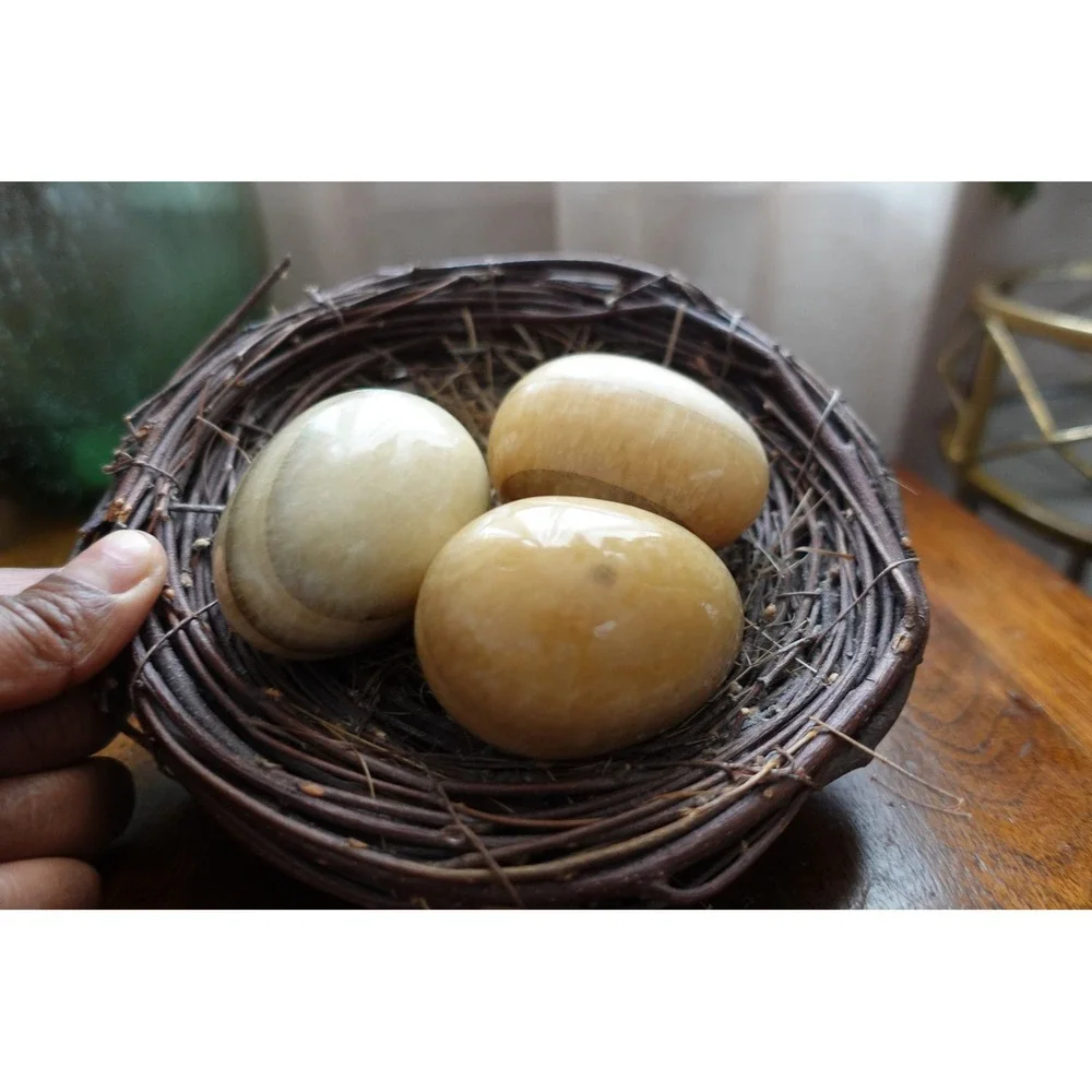Decorative Stone Eggs in Nest - Faux Bird Eggs - Easter‎ Decor